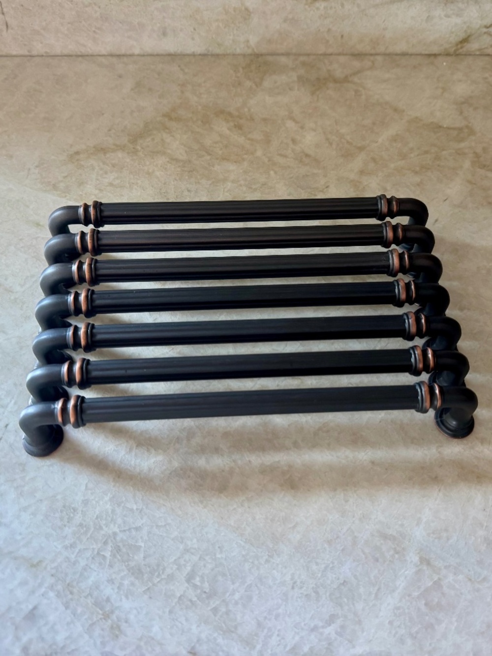 Lof of 7 Top Knobs Bronze Reeded Bar Pulls 7" in Umbrio finish